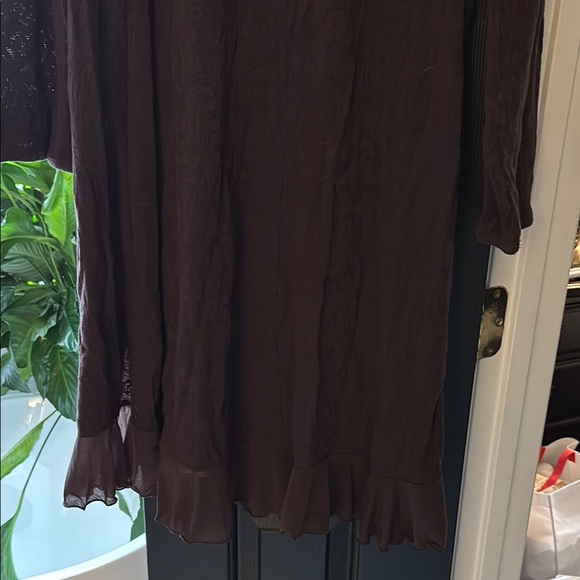 Free People eggplant color Long Sleeve Cardigan with ruffle detail size L - Picture 5 of 7